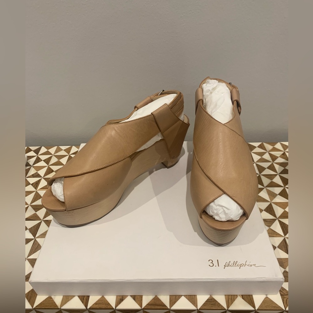 3.1 Phillip Lim Palomino Wood/Leather Platform Shoes